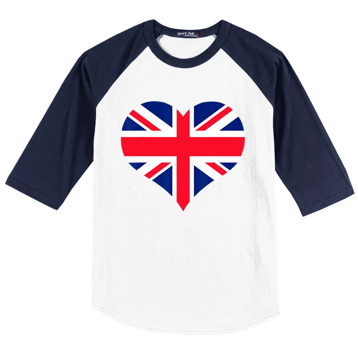 Union Jack British Flag Heart British Isles Baseball Sleeve Shirt