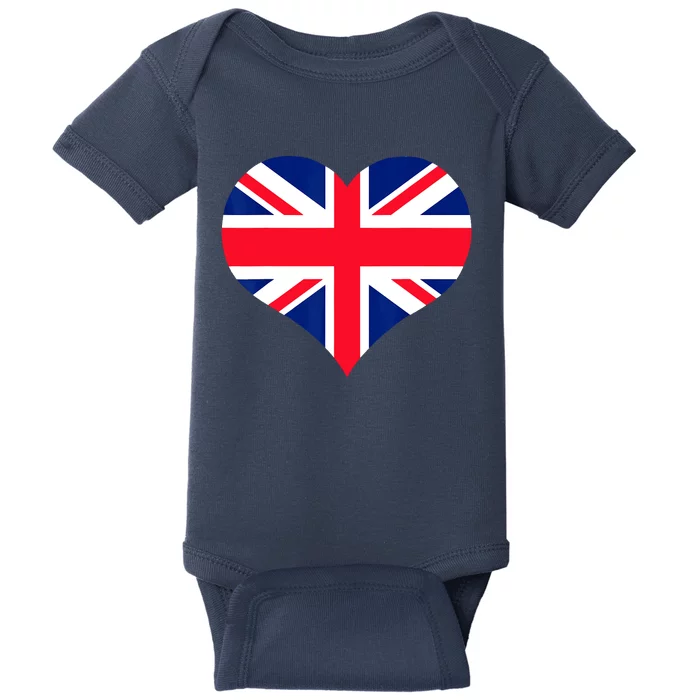 Union Jack British Flag Heart British Isles Baby Bodysuit