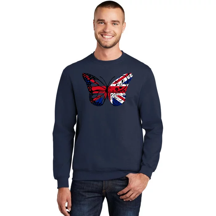 Union Jack Butterfly Butterflies Flag Wings British UK Flag Tall Sweatshirt