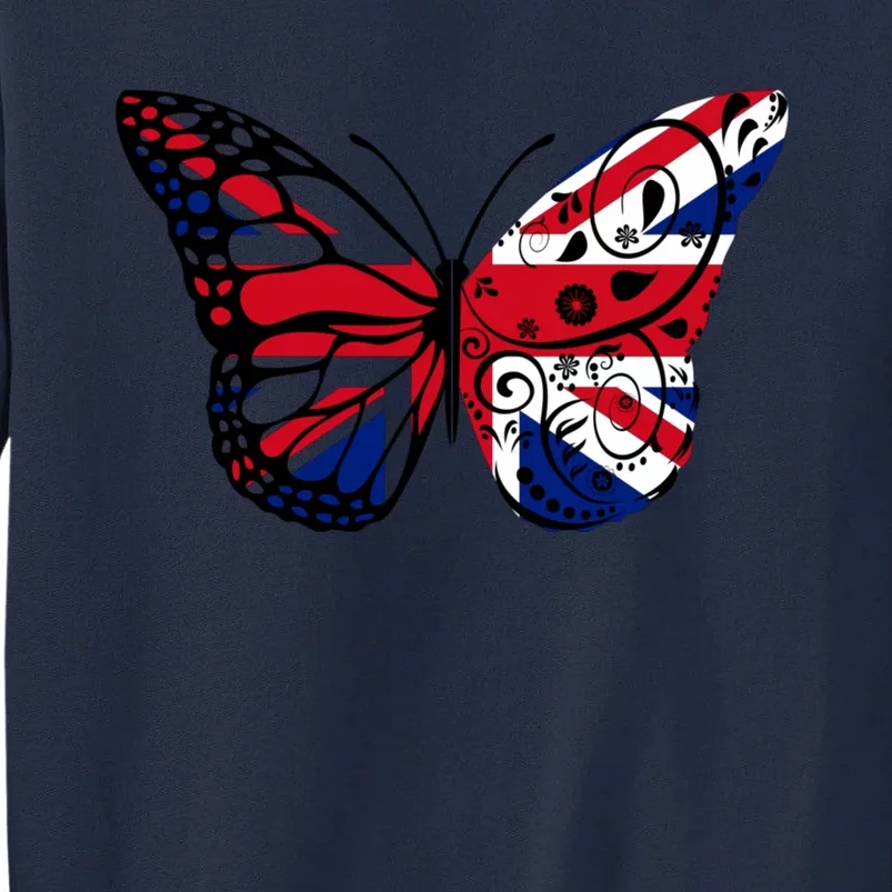 Union Jack Butterfly Butterflies Flag Wings British UK Flag Tall Sweatshirt