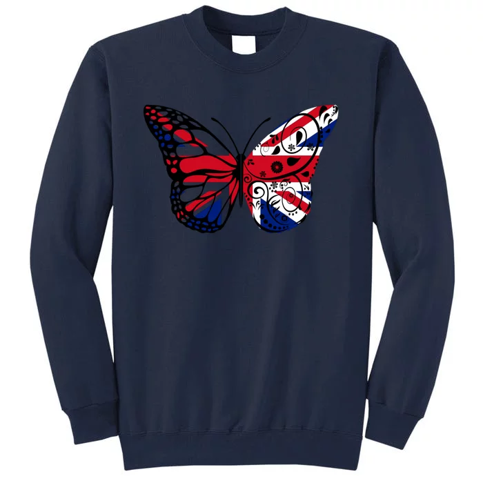 Union Jack Butterfly Butterflies Flag Wings British UK Flag Tall Sweatshirt