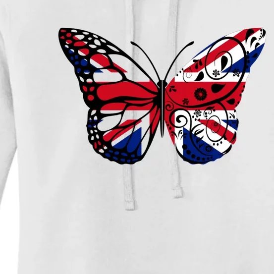 Union Jack Butterfly Butterflies Flag Wings British UK Flag Women's Pullover Hoodie