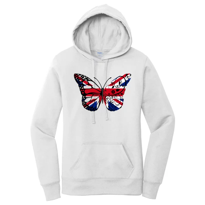 Union Jack Butterfly Butterflies Flag Wings British UK Flag Women's Pullover Hoodie