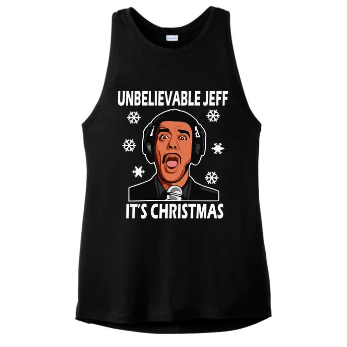 Unbelievable Jeff Christmas Ladies Tri-Blend Wicking Tank