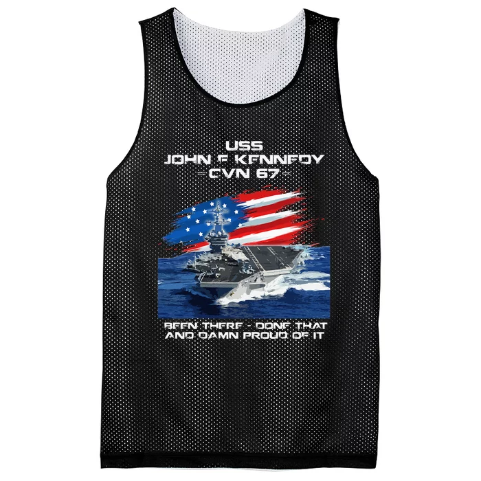 USS John F Kennedy CV 67 Aircraft Carrier Veteran USA Flag Mesh Reversible Basketball Jersey Tank