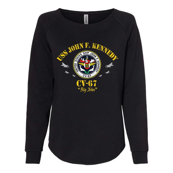 Uss John F. Kennedy Cv67 Aircraft Carrier Veteran Flag Womens California Wash Sweatshirt