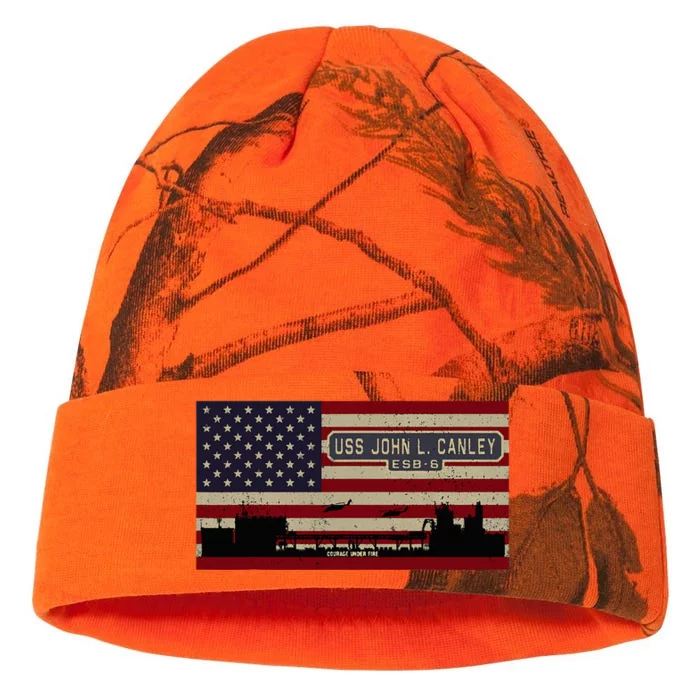 Uss John L. Canley Esb 6 Mobile Base Ship American Flag Kati - 12in Camo Beanie