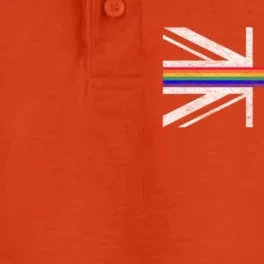 Union Jack Lgbtq Gay Pride Rainbow Flag United Kingdom Gift Dry Zone Grid Performance Polo