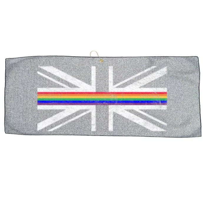 Union Jack Lgbtq Gay Pride Rainbow Flag United Kingdom Gift Large Microfiber Waffle Golf Towel