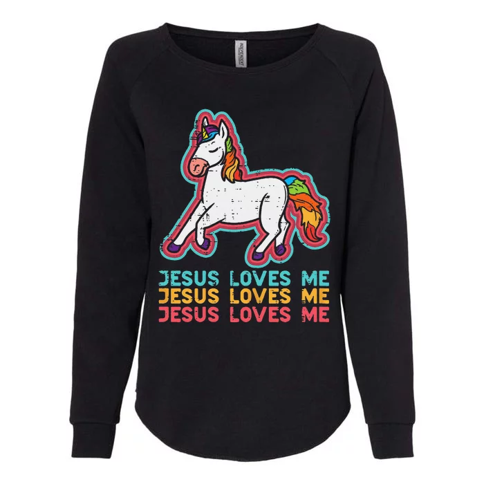 Unicorn Jesus Loves Me Catholic God Christian Girls Womens California Wash Sweatshirt