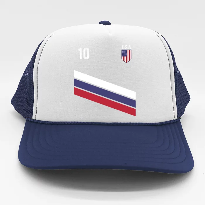 USA Jersey Soccer, Retro 10 American Football USA Soccer Trucker Hat