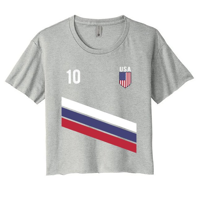 TeeShirtPalace USA Jersey Soccer, Retro 10 American Football USA Soccer Women's V-Neck T-Shirt