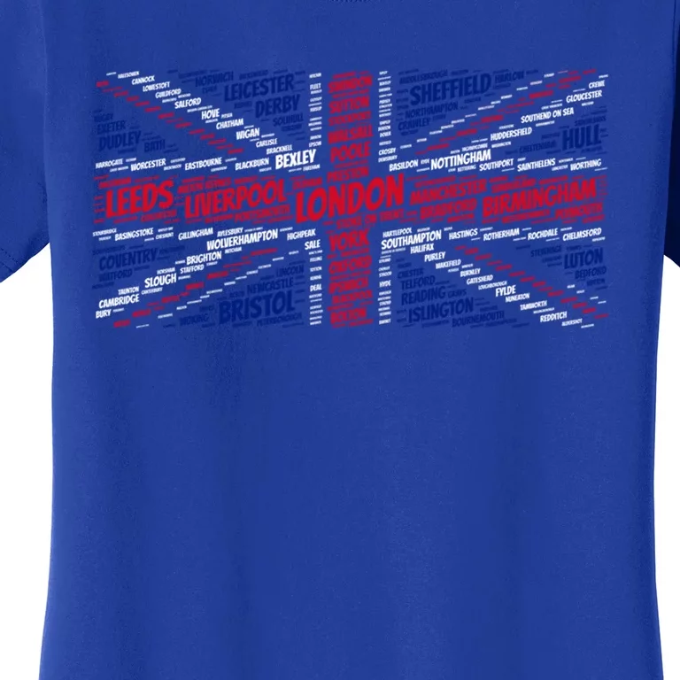 Union Jack With City Called Word Art Gift Women's T-Shirt