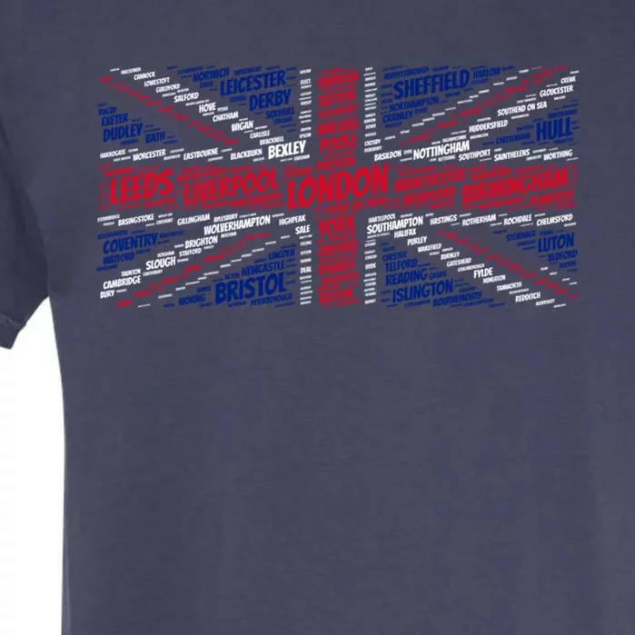 Union Jack With City Called Word Art Gift Garment-Dyed Heavyweight T-Shirt