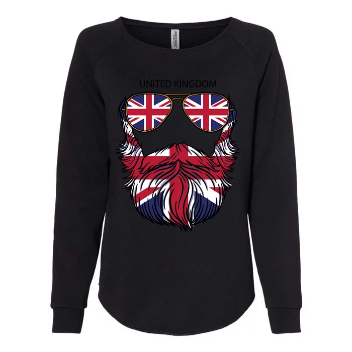 United Kingdom Beard Flag Womens California Wash Sweatshirt