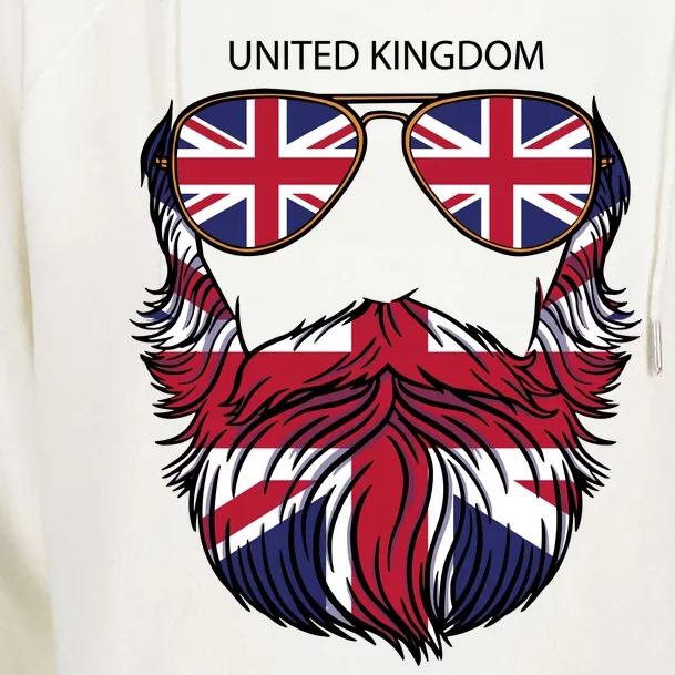 United Kingdom Beard Flag Womens Funnel Neck Pullover Hood