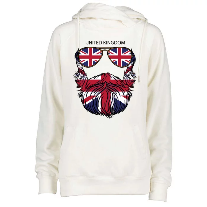 United Kingdom Beard Flag Womens Funnel Neck Pullover Hood