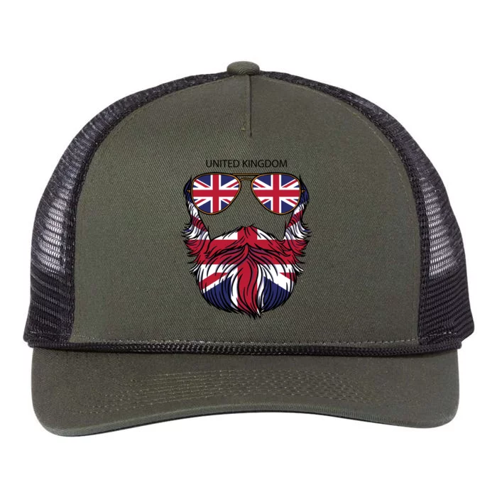 United Kingdom Beard Flag Retro Rope Trucker Hat Cap