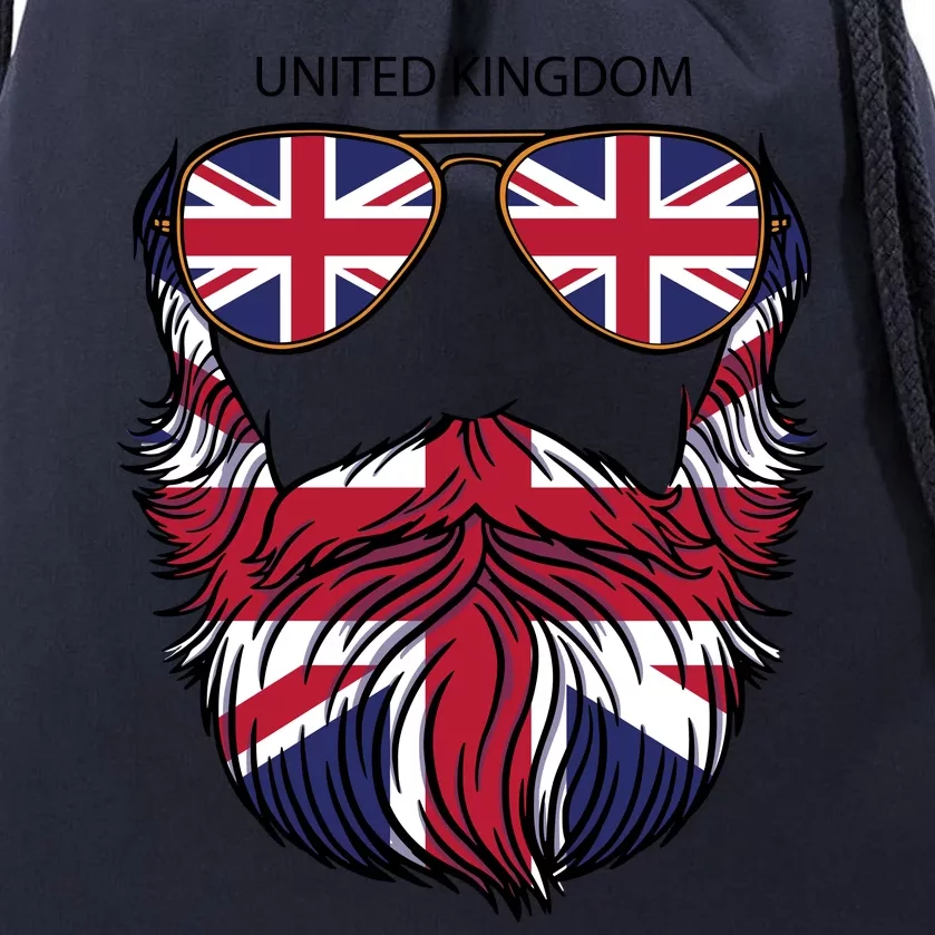 United Kingdom Beard Flag Drawstring Bag