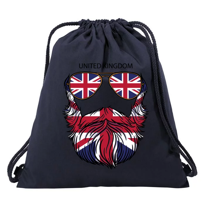 United Kingdom Beard Flag Drawstring Bag