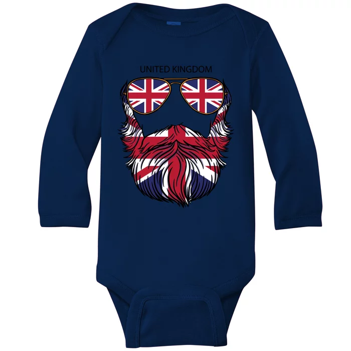 United Kingdom Beard Flag Baby Long Sleeve Bodysuit