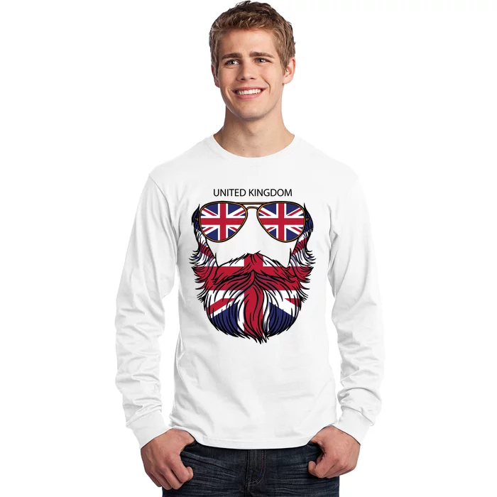 United Kingdom Beard Flag Long Sleeve Shirt