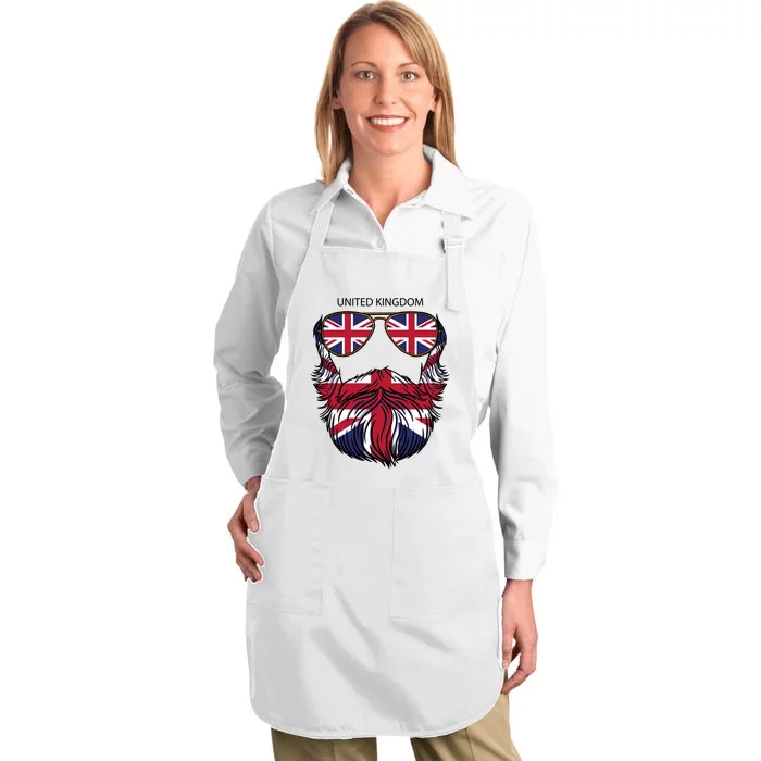 United Kingdom Beard Flag Full-Length Apron With Pocket