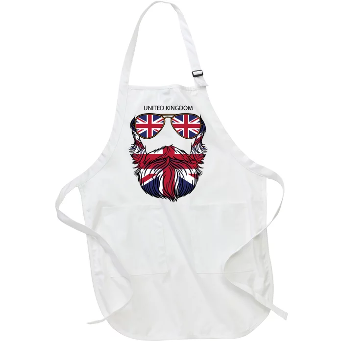 United Kingdom Beard Flag Full-Length Apron With Pocket