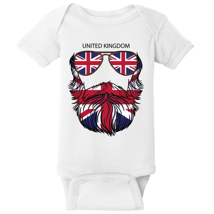 United Kingdom Beard Flag Baby Bodysuit