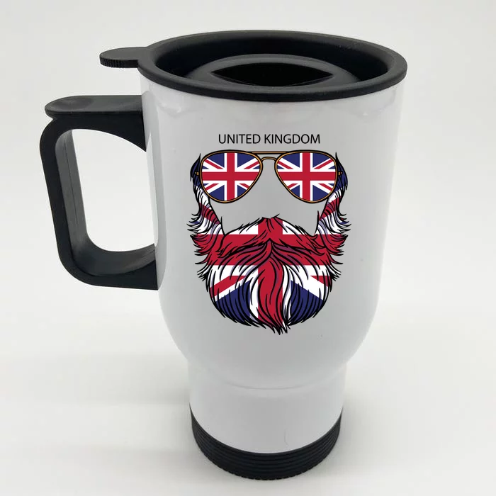 United Kingdom Beard Flag Front & Back Stainless Steel Travel Mug