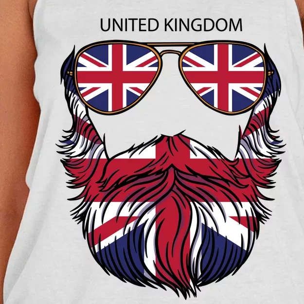 United Kingdom Beard Flag Women's Knotted Racerback Tank