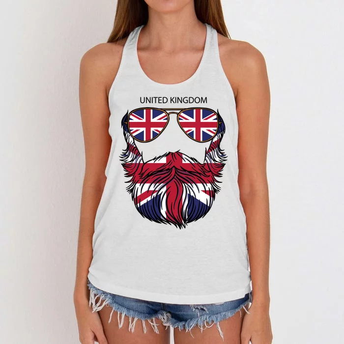 United Kingdom Beard Flag Women's Knotted Racerback Tank