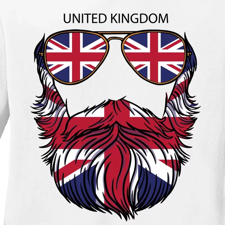 United Kingdom Beard Flag Ladies Long Sleeve Shirt