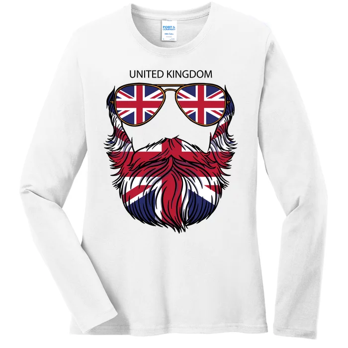 United Kingdom Beard Flag Ladies Long Sleeve Shirt