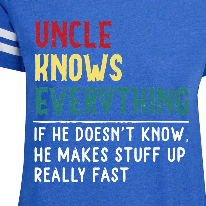 Uncle Know Everything Fathers Day Gift For Funny Uncle Dad Enza Ladies Jersey Football T-Shirt