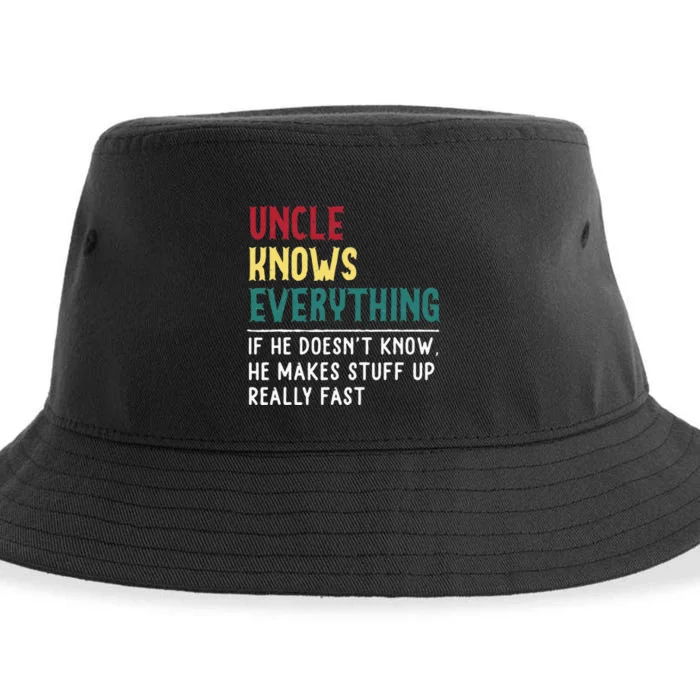 Uncle Know Everything Fathers Day Gift For Funny Uncle Dad Sustainable Bucket Hat