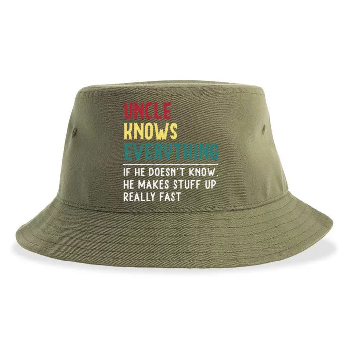 Uncle Know Everything Fathers Day Gift For Funny Uncle Dad Sustainable Bucket Hat