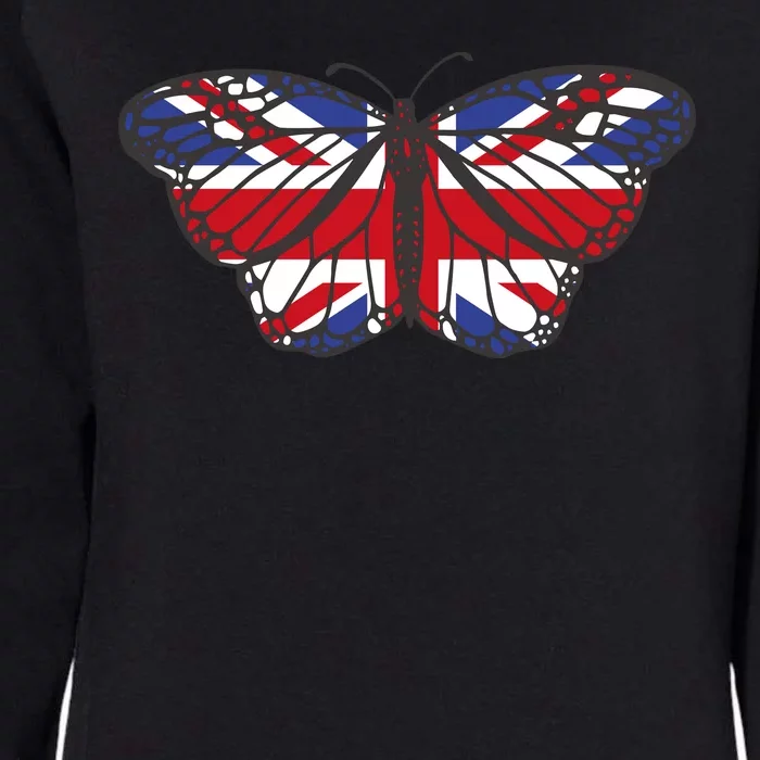 United Kingdom Flag Butterfly Womens California Wash Sweatshirt