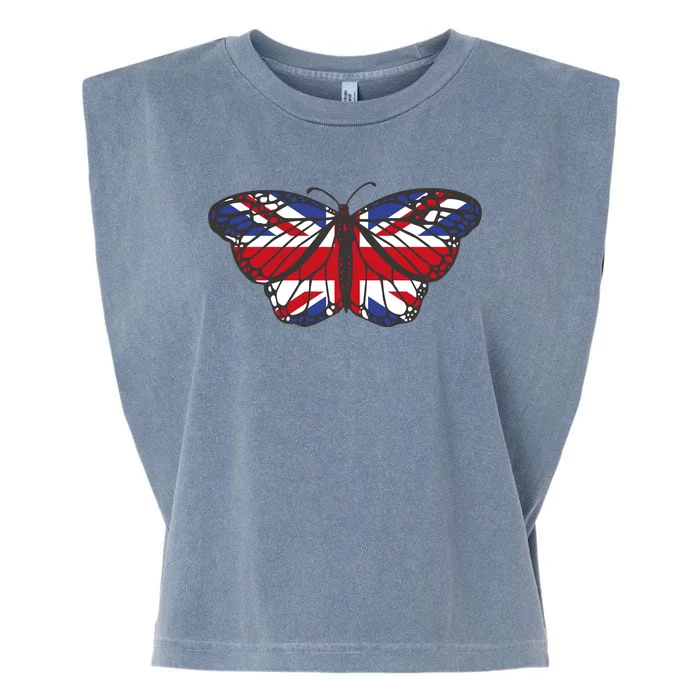 United Kingdom Flag Butterfly Garment-Dyed Women's Muscle Tee