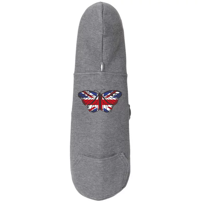 United Kingdom Flag Butterfly Doggie 3-End Fleece Hoodie