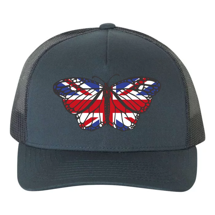 United Kingdom Flag Butterfly Yupoong Adult 5-Panel Trucker Hat