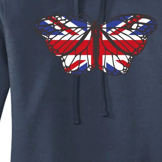 United Kingdom Flag Butterfly Women's Pullover Hoodie