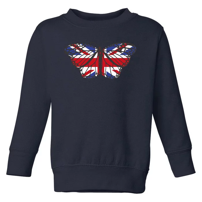 United Kingdom Flag Butterfly Toddler Sweatshirt