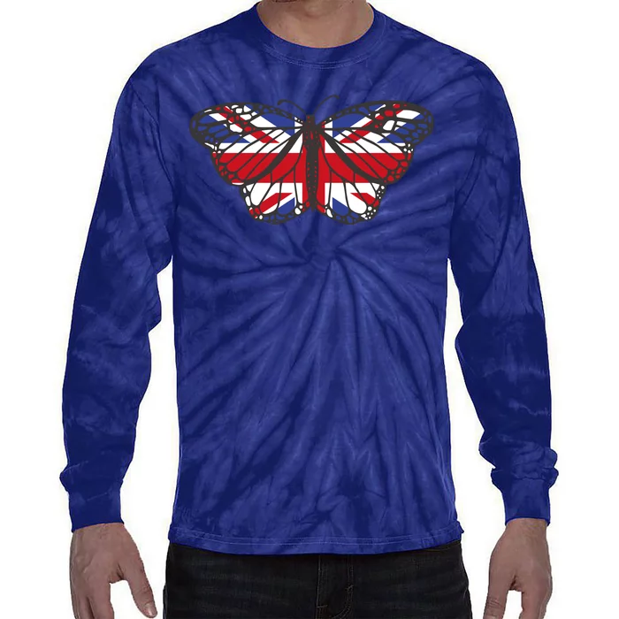 United Kingdom Flag Butterfly Tie-Dye Long Sleeve Shirt