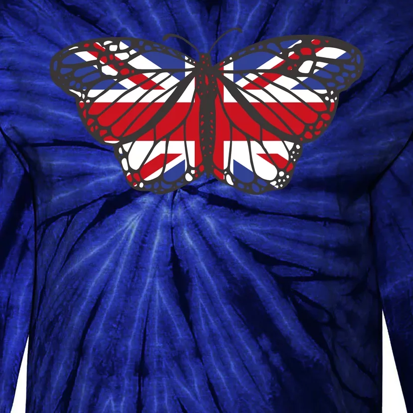 United Kingdom Flag Butterfly Tie-Dye Long Sleeve Shirt