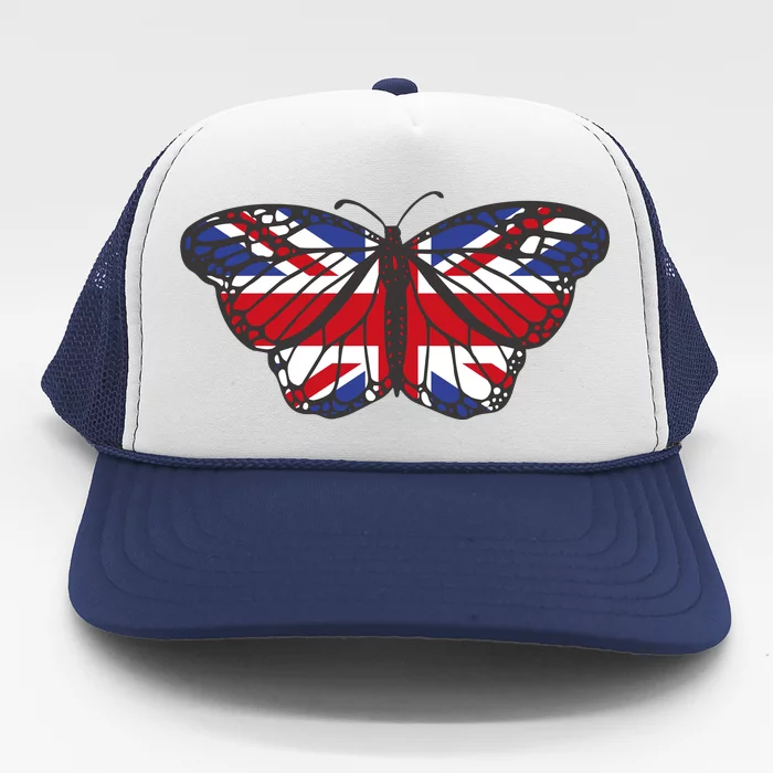 United Kingdom Flag Butterfly Trucker Hat