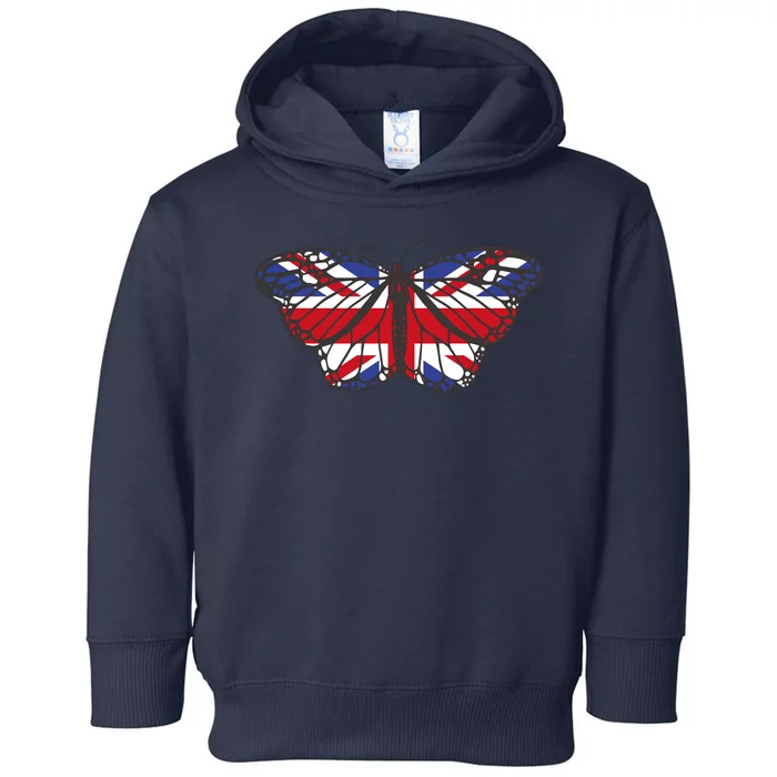 United Kingdom Flag Butterfly Toddler Hoodie