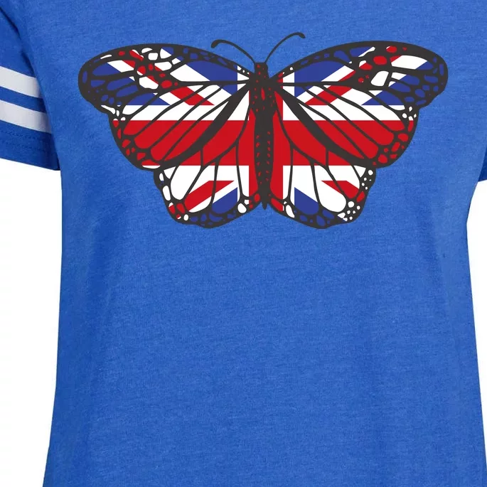 United Kingdom Flag Butterfly Enza Ladies Jersey Football T-Shirt