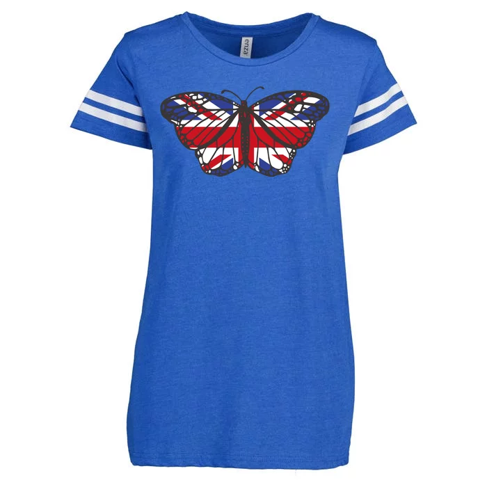 United Kingdom Flag Butterfly Enza Ladies Jersey Football T-Shirt