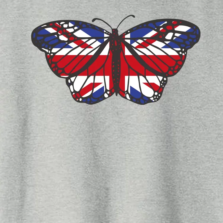 United Kingdom Flag Butterfly Women's Crop Top Tee